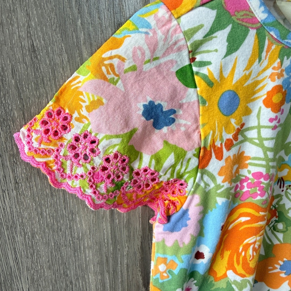 Matilda Jane Floral Dress Baby 6-12M Multi Color Cottagecore Boho Eyelet Trim - Picture 3 of 5
